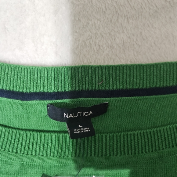 Nautica boatneck Kelly green navy striped sweater nwt - Picture 4 of 5
